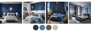 AI inspiratie afbeeldingen van een blauwe slaapkamer kleur rustgevend idee feng shui